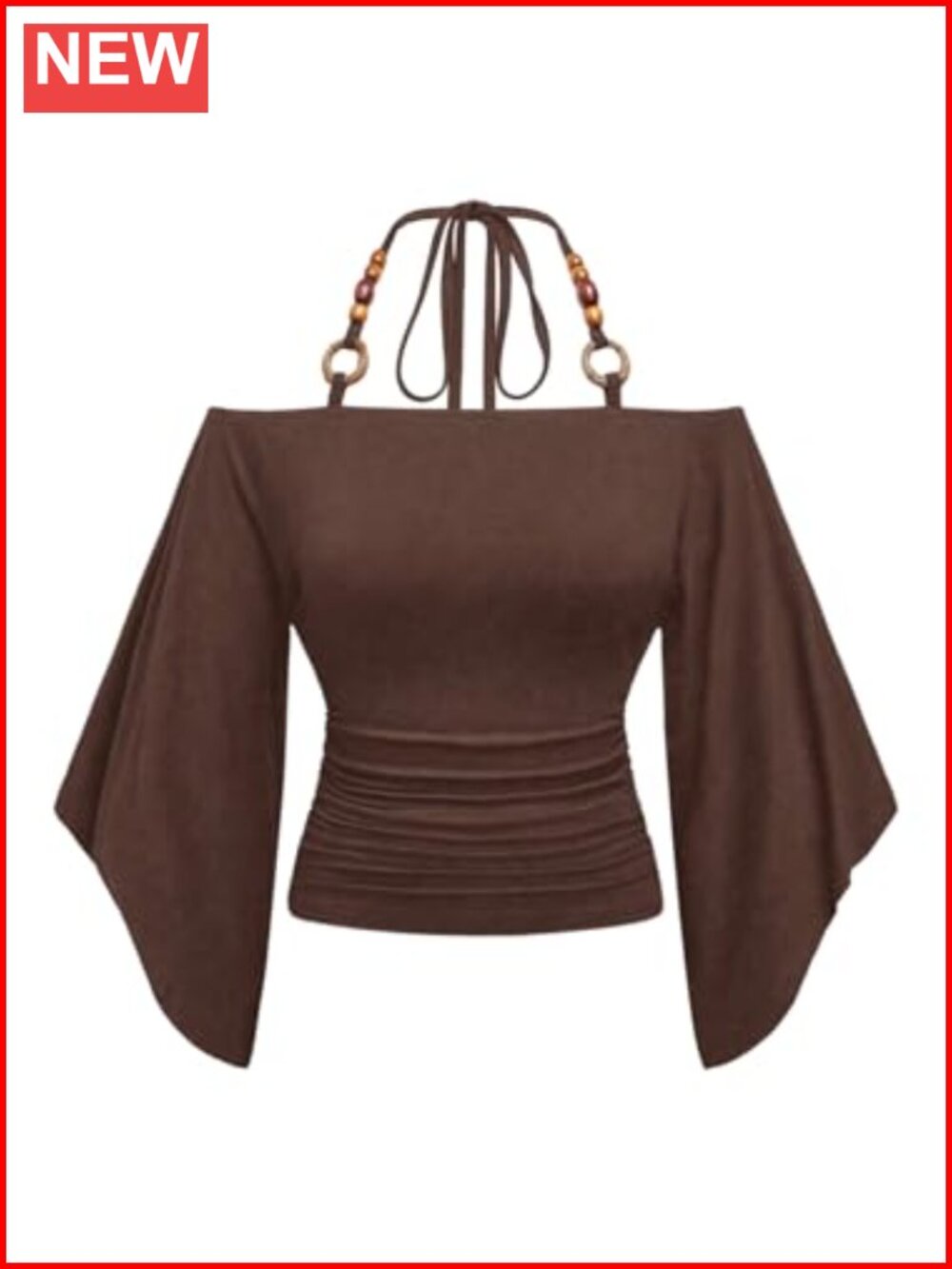Off Shoulder Halter Top Cinched Waist Going Out Blouse